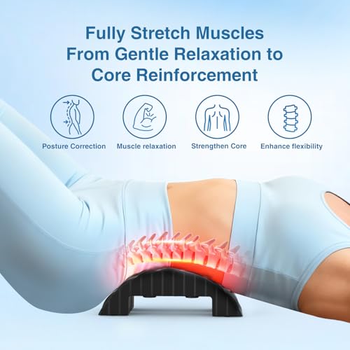 Back Stretcher for Lower Back Pain Relief–Lumbar&Neck Traction Device for Spinal Decompression,Lumbar Board for Back Muscle Relaxation,Ergonomic Design with Anti-Slip Rubber Pads