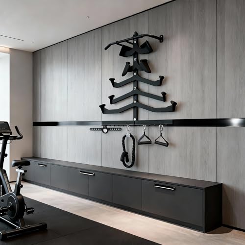 LAT Pull Down Bar Organizer Gym Storage Wall Organizer for Lat Pulldown Attachments, LAT Pull Down Bar Storage Rack for Different Cable Handles, Cable Attachments Rack for Gym Accessories