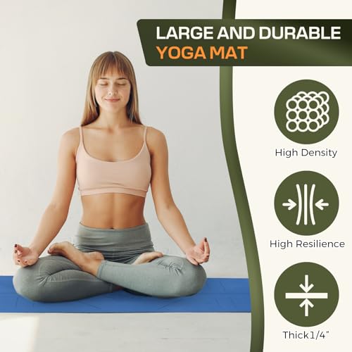 U&M Yoga Mat Non Slip, 0.24" Thick 72"x24" TPE Yoga Mats for Women Men, Anti-Tear Exercise & Fitness Mat with Carrying Strap, Workout Mats for Yoga, Pilates and Floor Exercise