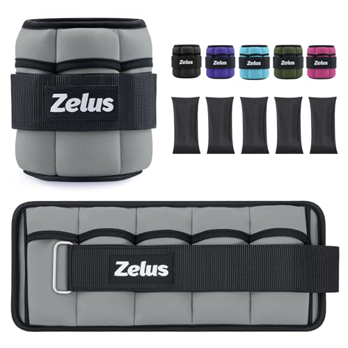 ZELUS 1 Pair Adjustable Ankle Weights, 2 4 6 8 10 lb Modularized Leg Weight Straps for Women Men, Weighted Ankle Weight Set with Removable Sandbags, 1-5 lb per Ankle Strap for Gym Yoga Jogging Walking - color: Grey, size: 5 lbs x 2