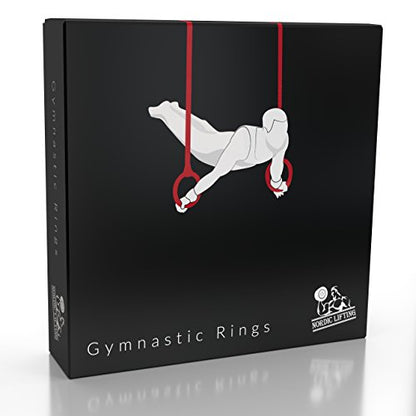 Gymnastic Rings and Straps - Heavy Duty for Gymnastics, Crossfit, & Fitness Training - Best Olympic Home Gym Set - PC Plastic is Stronger Than Wood