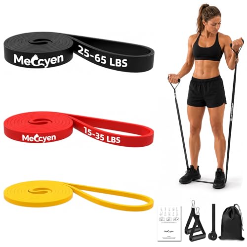 Resistance Bands Set for Women Beginners Seniors-3 Pack Pull Up Bands with Door Anchor Handles - Low Impact Exercise Bands for Home Workouts Yoga Pilates Recovery & Mobility Stretching Toning