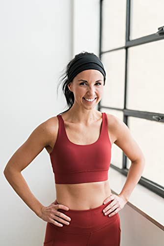 4" Wide Workout Headbands for Women (4 Pack) – Non-Slip Sweatbands for Gym, Running & Yoga - color: Black
