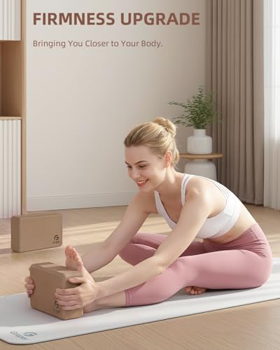 Gruper Yoga Blocks 2 Pack, 9"x6"x3" Exercise Blocks High-Density EVA Foam Blocks with Soft Non-Slip Surface, Lightweight Yoga Props for Yoga Pilates Meditation & Stretching - color: Brown