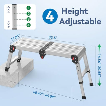 Work Platform 500 Lbs, Folding Step Stool with One-Touch Automatic Fold, 4 Height Adjustment Step Platform, Perfect for RV Cleaning, Home Painting and Reaching High Places, Larger, Black - size: Larger Black