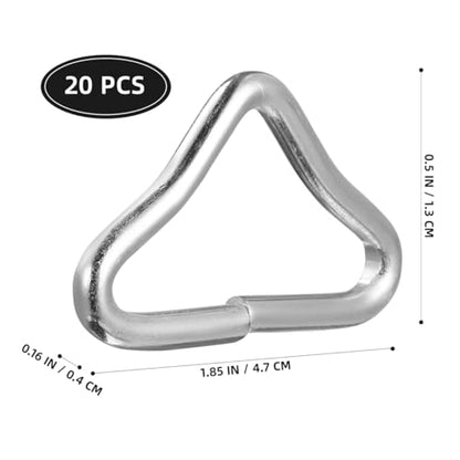 HANABASS 20 Pack Stainless Steel Triangle Rings for Trampoline Mat Repair Triangle Buckles for Bungee Rebounder and Trampoline Accessories 1.77X1.02X0.17In Durable Replacement Parts