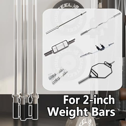 Barbell Rack Stand Vertical Olympic Bar Storage Rack 6 Bars Storage Rack for 2-inch Olympic Bars Dumbbell Handles Triceps Bars Curl Bars