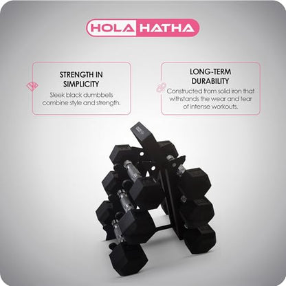 Hexagonal Dumbbell Free Hand Weight Set w/Rack