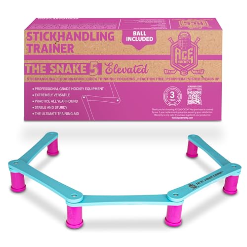 ACE HOCKEY The Snake Stickhandling Trainer – Adjustable Hockey Training Aid for Puck Control, Quick Hands, Reaction Time & Coordination – Snake 5, Snake 7 & Elevated Styles - style: Snake 5 Elevated
