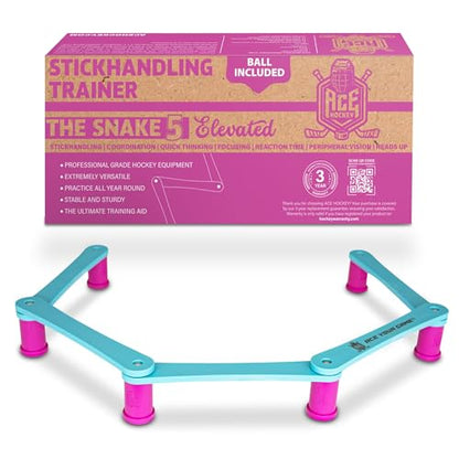 ACE HOCKEY The Snake Stickhandling Trainer – Adjustable Hockey Training Aid for Puck Control, Quick Hands, Reaction Time & Coordination – Snake 5, Snake 7 & Elevated Styles - style: Snake 5 Elevated