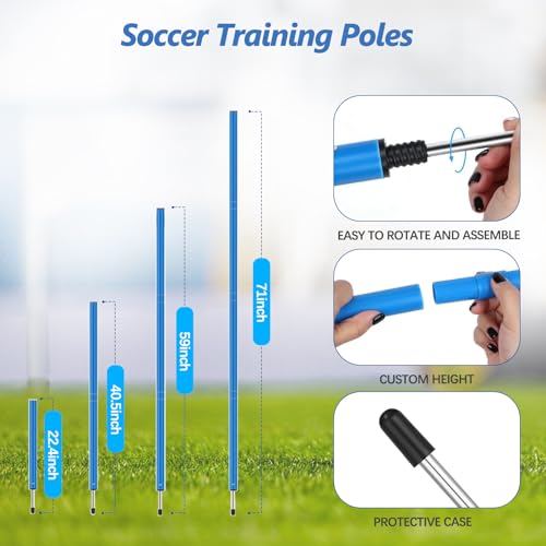 Soccer Agility Training Poles Equipment |Adjustable Soccer Equipment for Training Includes 6 Flexible Agility Poles - color: Multicolour