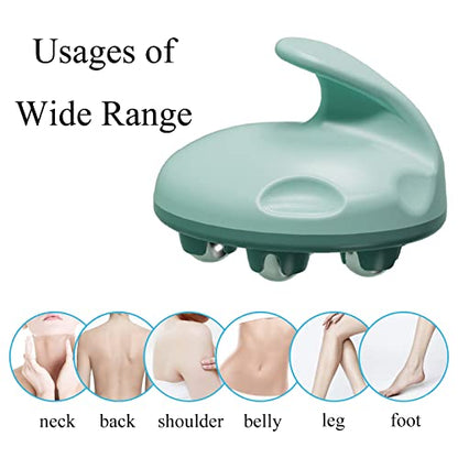WMM Hand Held Massager, Full Body Massage Tool with Roller Ball Massager Manual 360-degree-roller for Muscle Back Neck Joint Foot Shoulder Leg Pain Relief with Portable Design