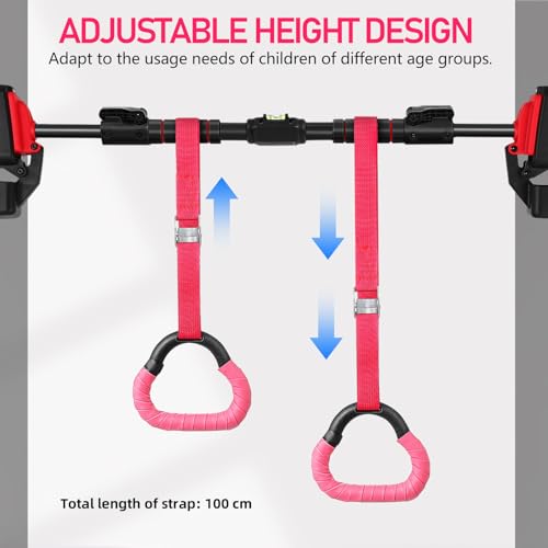 Zerodeko Gymnastics Rings Set with Adjustable Straps, 2 Pairs Indoor Fitness Equipment for Boys, Sturdy Plastic Rings for Coordination and Grip Strength Training at Home
