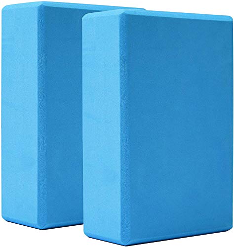 Yoga Blocks 9x6x3, 2 Pack High Density Yoga Brick Foam Blocks to Improve Strength, Flexibility and Balance, Light Weight and Non-Slip Surface, Pilates and Meditation (Gemstone Blue)