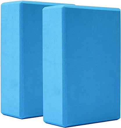 Yoga Blocks 9x6x3, 2 Pack High Density Yoga Brick Foam Blocks to Improve Strength, Flexibility and Balance, Light Weight and Non-Slip Surface, Pilates and Meditation (Gemstone Blue)