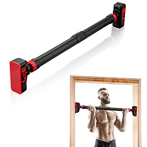 Pull-Up Bar,Chin Up Bar for Doorways with Level Meter and Auto Lock,Adjustable Pull Up Bar for Home Gym Strength Training and Upper Body Workout, No Screws Needed,Max Weight Capacity 400 Lbs