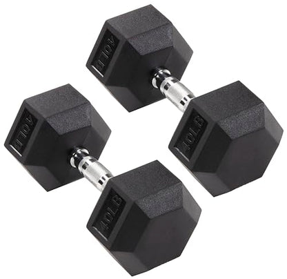 Signature Fitness Rubber Coated Hex Dumbbells Hand Weights for Exercises and Fitness Home Gym, 5-50 lbs, Pairs - style: 40 lbs Pair