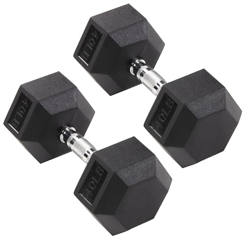 Signature Fitness Rubber Coated Hex Dumbbells Hand Weights for Exercises and Fitness Home Gym, 5-50 lbs, Pairs - style: 40 lbs Pair
