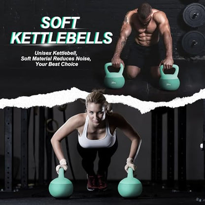 DlandHome Kettlebell Weights Strength Training Kettlebell-Great for Full Body Workout and Strength Training,Easy Grip Handle,PVC Filled with Iron Sand - color: Mint Green-25lbs