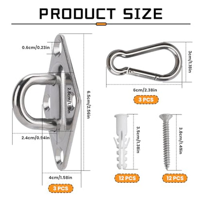 3 Pack Resistance Band Wall Anchor, Wall Mount for Resistance Bands, Workout Anchors Wall Resistance with Hook for Fitness Bands, Space Saving Workout Equipment