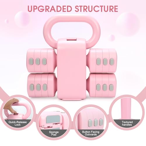 Adjustable 2-in-1 Convertible Kettlebell & Dumbbells - color: Pink