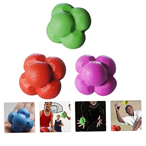 Outanaya 3pcs Hexagonal Reaction Ball Set High Elasticity Fitness Agile Training Balls for Exercise and Agility Training Suitable for Skill Levels Random Color