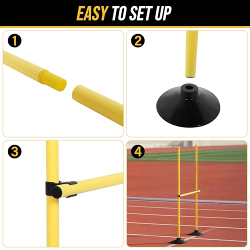 2-in-1 Adjustable Agility Hurdles, 3 Set/6 Set Hurdles Training Equipment with Heavy-Duty Rubber Bases & Portable Storage Bag, Perfect for Track, Soccer, Plyometric, Fitness & Dog Agility