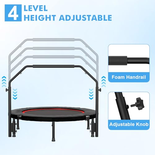 40 inch Rebounder for Adult,450 LBS Fitness Mini Rebounder with Adjustable Foam Handle,Foldable Exercise Rebounder for Indoor Workout