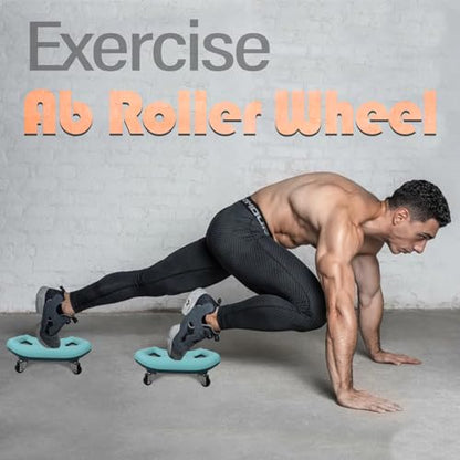 Core Coaster Abdominal Abs Training Machine Equipment, Ab Wheel Roller Exercise for Home Gym, Waist Strength Trainer with a Kneel Mat (Blue)