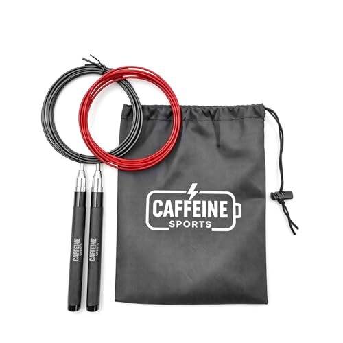 Speed Jump Rope, Adjustable Tangle-Free Skipping Rope with Lightweight Handles, Smooth 360° Swivel Bearings, 2 Steel Cables, Carrying Case Included