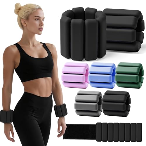 Weighted Bangles for Wrist and Ankle Weights for Women 1LB Each (Set of 2) | Workout Weights for Yoga, Pilates & Walking | Leg & Arm Weights Men BLACK