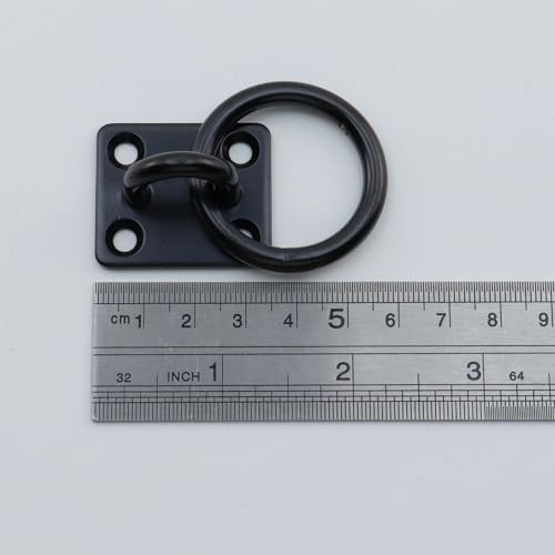 Semetall M5 Black Ceiling-Wall Mount Hook & Pad Eye Plate - 4 Pack 304 Stainless Steel Deck Hardware, Heavy Duty Anchor Rings for Boat Rigging, Yoga Swings, Hammocks & Marine Suspension(Square) - size: M5 - Square