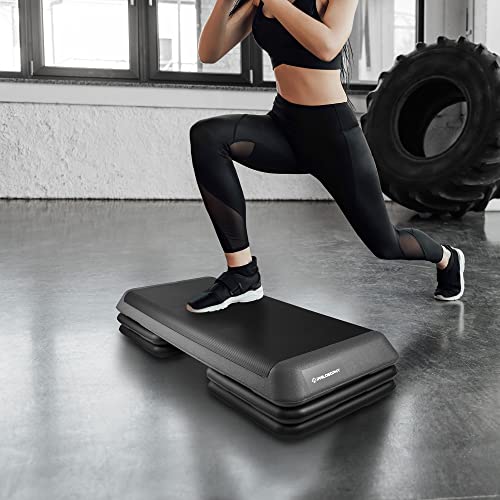 Philosophy Gym Aerobic Exercise Adjustable Step Platform, Health Club Size, with 4 Risers Included - color: Gray