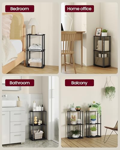 VASAGLE 3-Tier Shelf, Storage Shelves, Bookcase with Shelves, Living Room - color: Ebony Black + Ink Black, size: 3 Tiers (15"W)