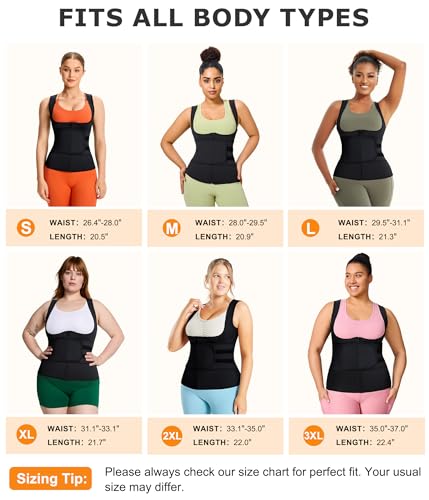 Sauna Sweat Suit for Women Waist Trainer Workout Faja Weight Vest Body Shaper Shirt Band