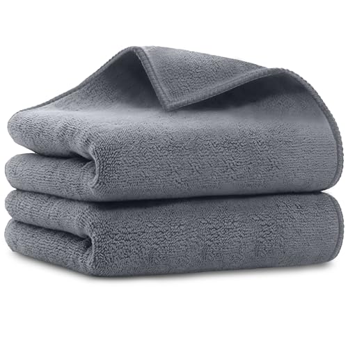 Salon Towels 2 Pack, Super Soft Microfiber Gym Towels, Highly Absorbent Hair-Drying Cloth for Gym, Bath, Spa Use and Home Beauty Care - Grey (16x29 inch) - color: Grey, size: 2PK