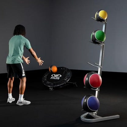 Valor Fitness Upright Exercise Ball Storage Rack - Holds 5 Medicine Balls, Slam Balls, Wall Balls or Basketballs, 250 lb Capacity, Space-Saving Stand for Home Gym Equipment Sports Equipment Organizer