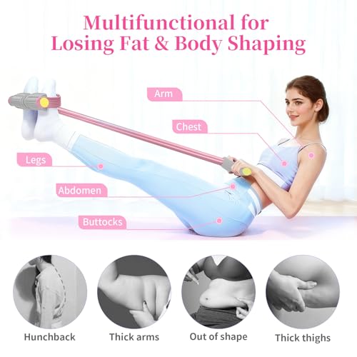Pedal Resistance Bands with Handles, Durable 6-Tubes Multifunction Pedal Resistance Band, Natural Rubber Foot Pedal Resistance Bands, Fitness Resistance Bands for Abdomen, Waist, Arm, Leg - color: Pink
