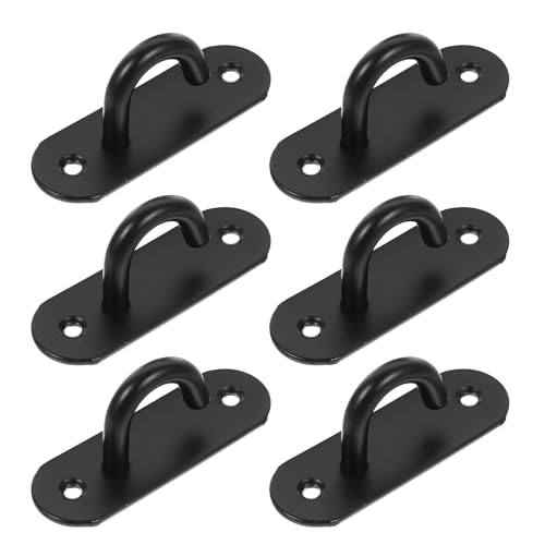6pcs Resistance Band Wall Anchor Kit with Stainless Steel Black Eye Hooks, Heavy-Duty Wall Mounts for Home Gym Strength Training, Yoga Strap and Battle Rope Attachment