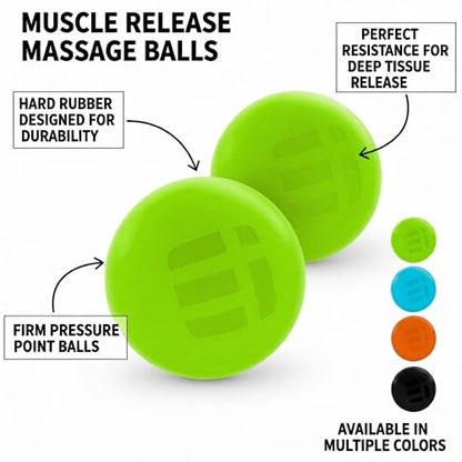 Massage Lacrosse Balls for Deep Tissue Relief - Trigger Point Therapy Ball Set for Plantar Fasciitis, Myofascial Release for Back, Shoulder, Foot - Massage Ball Roller - 2 Pack (Lime Green)