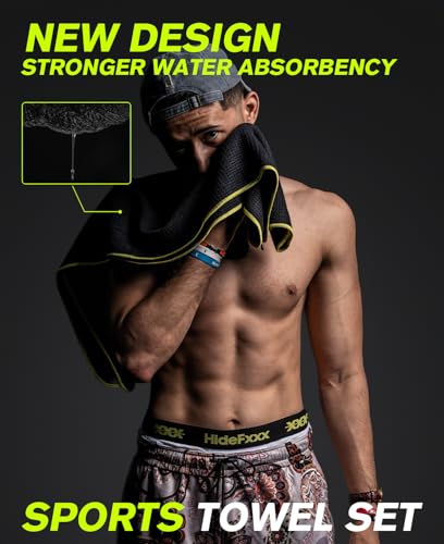 Super Absorbent, Fast Drying Towel - Waffle Weave Sport Towels Gym Towels Workout Sweat Towels for Swimming Beach Hiking Yoga Travel Sports Fitness Towel Duo Set