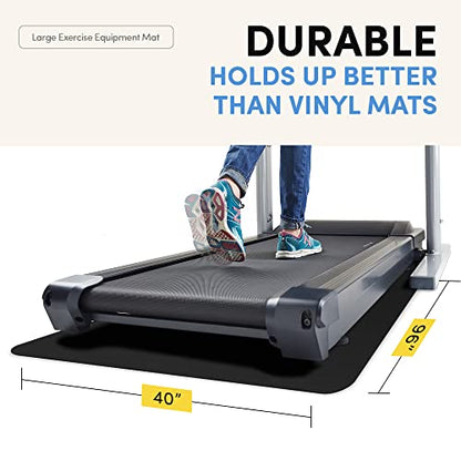 LifeSpan Fitness Exercise Large Black Equipment Mat for Under Treadmill, Rowing Machine, Elliptical, Fitness Equipment, Home Gym Floor Protection