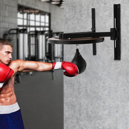 Speed Bag Platform Set, Adjustable Height Punching Bag Wall Mounted Fitness Training Punching Bag w/360° Ball Bearings for Reflex Coordination (Simplified Version)