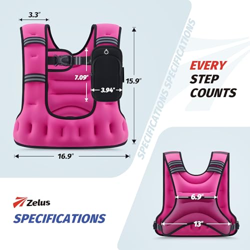 ZELUS Weighted Vest for Women & Men, U-Shaped Running Vest with Arm Pocket - color: Pink, size: 12LB