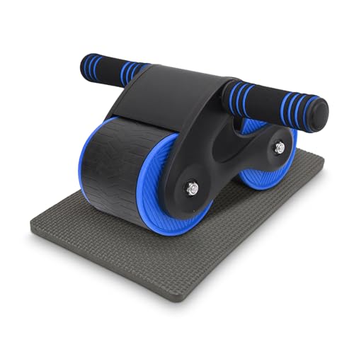 Abdomina Roller Workout Exerciser Equipment , Automatic rebounds Abdominal Wheel , Abdominal Roller Machine with Knee Pad for Abdominal Core Strength Training , Home Gym Fitness for Men Women(Blue)