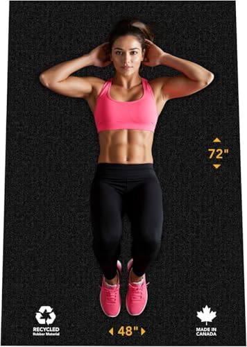 Rubber King Multi-Purpose Exercise Mat - 100% Recycled Thick Rubber Mat for Home Gym Flooring, Non-Slip, Low-Odor Durable Workout Mat for Indoor/Outdoor, Shoe-Friendly - color: Black, size: 6 Feet x 4 Feet x 7 mm Thick