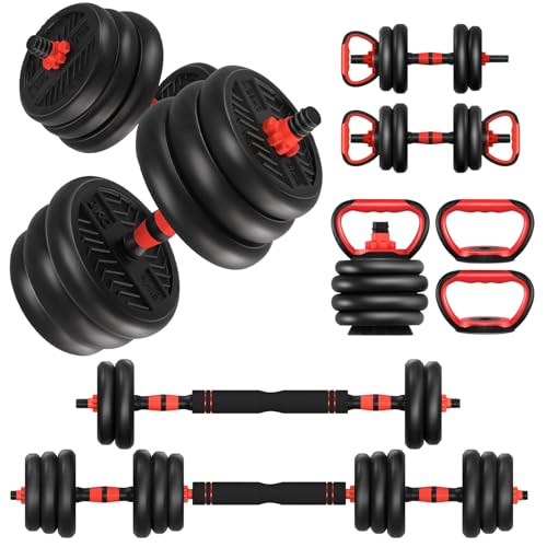 Adjustable Dumbbells,20/30/40/60/80lbs Free Weight Set with Connector, 4 in1 Dumbbells Set Used as Barbell/Kettlebells/Push up Stand, Fitness Workout Equipment for Home Gym for Youth,Women/Men - color: Black 60LBS (30LBS*2) + Kettlebell Handle (1.76LBS*2)