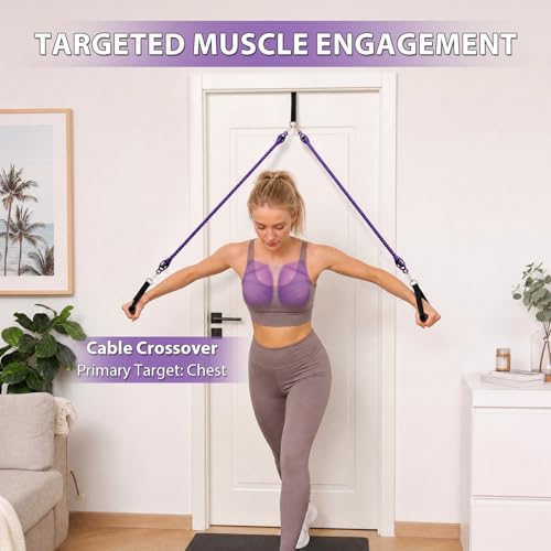 Pedal Resistance Band with Handles, Adjustable Resistance Bands Set (25-100 lbs) with Door Anchor & D-Handles, Fabric Covered Exercise Bands for Ab Workout, Legs, and Arm Training