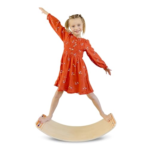 New Bounce Balance Board - Premium Wooden Wobble Board for Exercise & Balance Training - Supports Up to 480 Lbs. - Versatile Rocking Balance Boards for All Ages