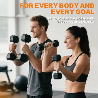 Mikolo Dumbbell Sets with Rack, Rubber Hex Dumbbells, Multiple Choices in 160/200/380/450/550LB, Hand Weights with Chrome Handle for Strength Training - style: 60LB SET (10/20LB Pairs)